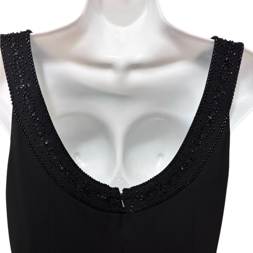 Y2K Elegant Evan-Picone Black Cocktail Maxi Dress Sheer Sz 12 Illusion Neckline - Picture 5 of 7